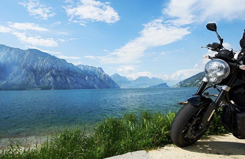 Motorcycle at Lake Garda, Italy- motorcycling in Italy- everything you need to know to go motorbike touring in Italy