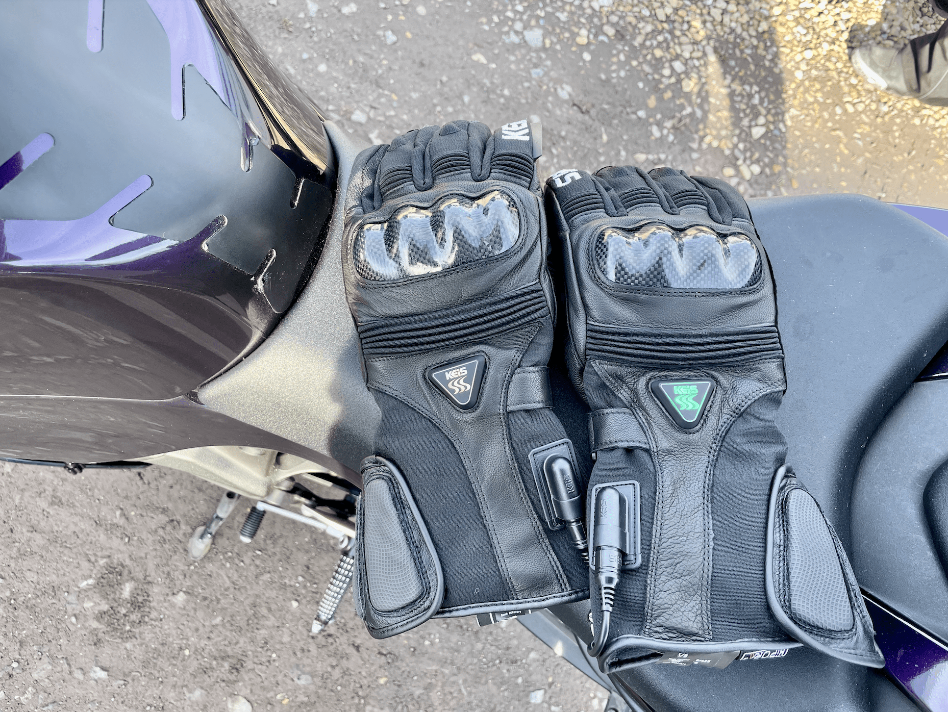 Blue Thermal Waterproof Motorbike Motorcycle Gloves Carbon Knuckle Protection